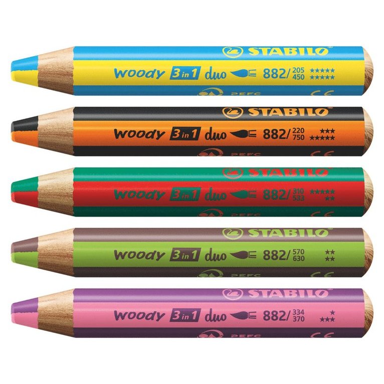 Färgpenna Stabilo Woody 3in1 duo 5-pack, Övrigt