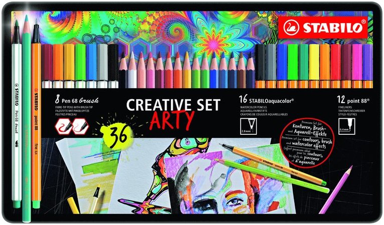 Stabilo Creative Set  Arty Pen 68 brush / Aquacolor/ Point 88 -36 färger 1