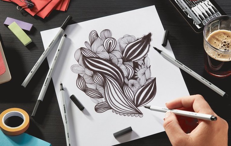 Fiberspetspenna Stabilo Creative Tips Arty 5-pack svart, Övrigt