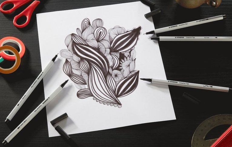 Fiberspetspenna Stabilo Creative Tips Arty 10-pack svart/grå, Övrigt