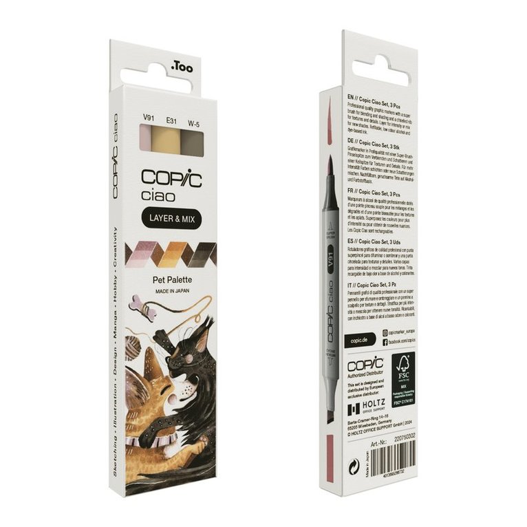 Marker Copic Ciao Layer & Mix 3-pack - Pet Palette, Övrigt