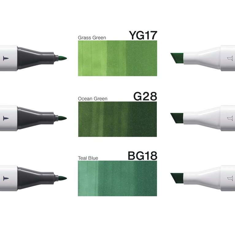 Marker Copic Classic Designer Collection 3-pack - Evergreen tints, Övrigt