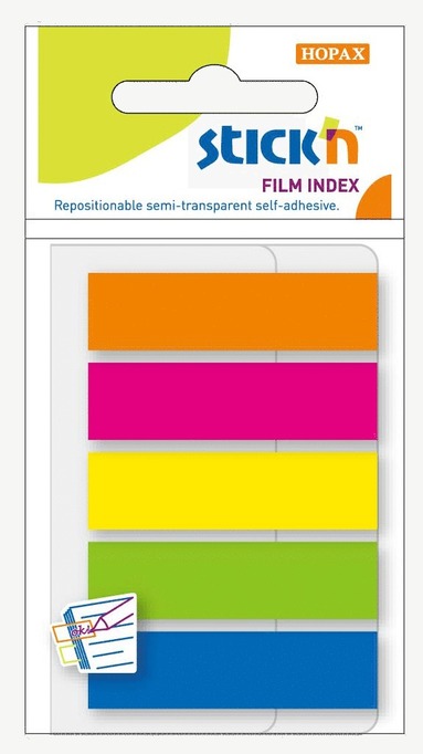 Notisflik Stick'n 45x12mm plast 5 neonfärger