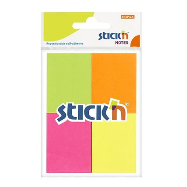 Notisblock Stick'n 38x50mm 4 neonfärger