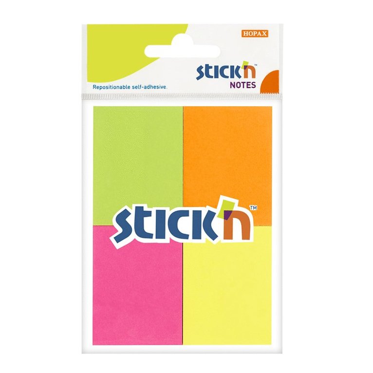 Notisblock Stick'n 38x50mm 4 neonfärger, Övrigt