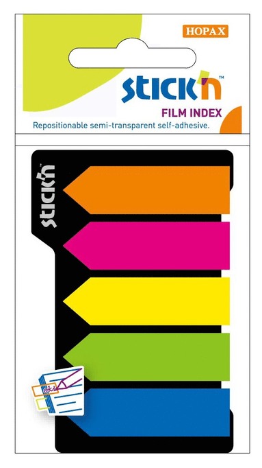 Notisflik 42x12mm Pilar plast 5 neonfärger