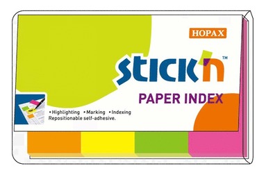 Notisflik 19x50mm papper  4 neonfärger