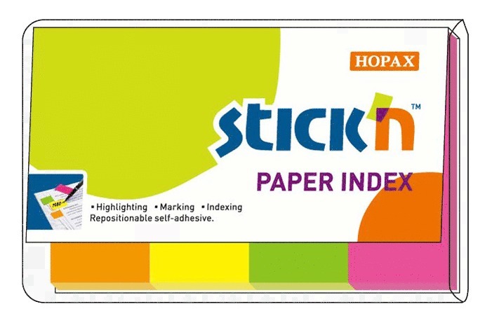 Notisflik 19x50mm papper  4 neonfärger 1