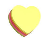 Notisblock Stick'n 67x67mm hjärta 5 neonfärger