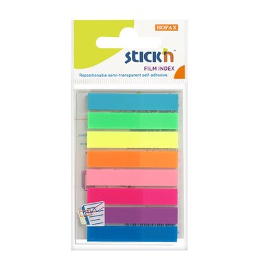 Notisflik Stick'n 45x8mm plast 8 färger neon, Övrigt