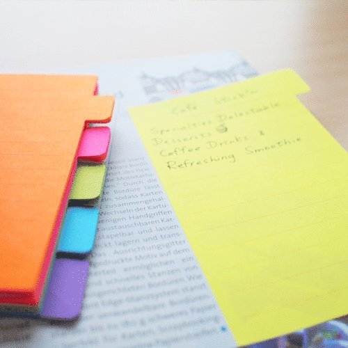 Notisblock Stick'n 149x98mm register 6 neonfärger, Övrigt