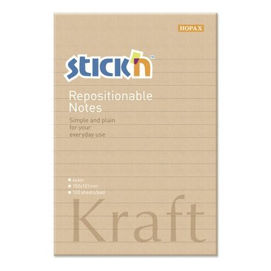 Notisblock Stick'n 150x101mm linj kraftpapper