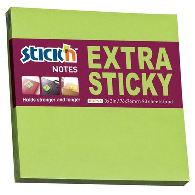 Notisblock Stick'n Extra Sticky 76x76mm grön, Övrigt