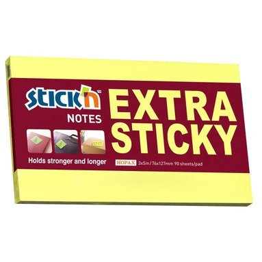 Notisblock Stick'n Extra Sticky 76x127mm gul