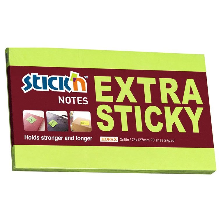Notisblock Stick'n Extra Sticky 76x127mm grön 1