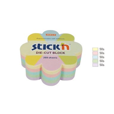 Notisblock 67x67mm 250 blad blomma 5 pastellfärger, Övrigt
