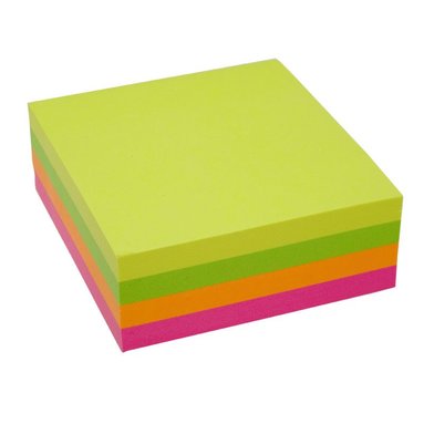 Notisblock Stick'n 76x76mm gul orange rosa & grön, Övrigt