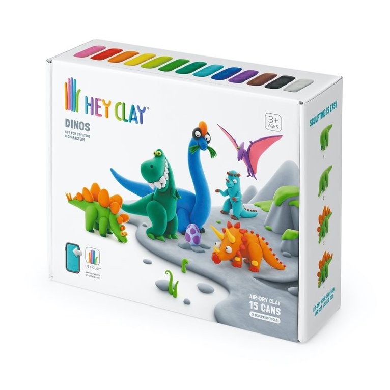 Leklera Hey Clay Dinosaurier 15 burkar, Övrigt
