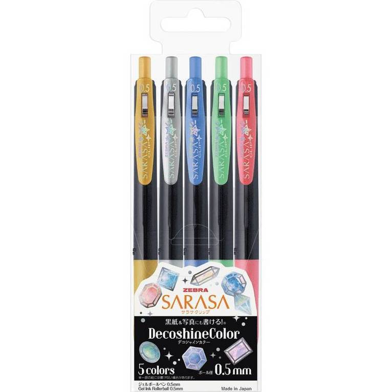 Gelpenna 0,5 Zebra Sarasa Clip Decoshine 5 färger, Övrigt