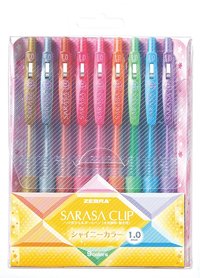 Gelpenna 1mm Zebra Sarasa Clip Shiny 9 färger