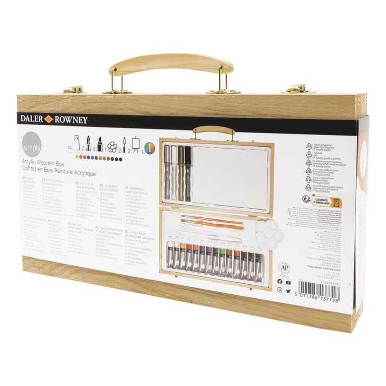Akrylfärg Simply träväska 26 delar, Övrigt