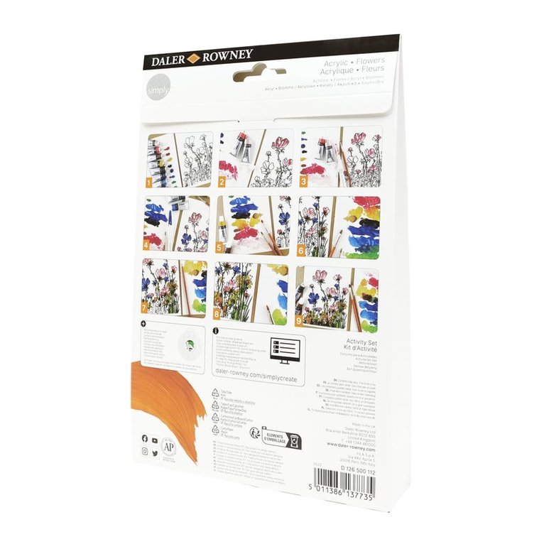 Målarset Simply - akrylfärg blommor, Övrigt