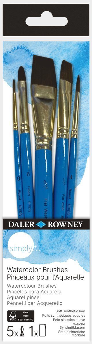 Pensel Simply Watercolour 5-pack kort skaft, Övrigt