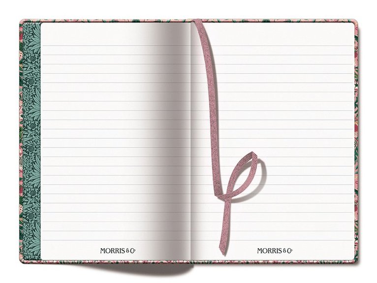 Anteckningsbok A5 linjerad - William Morris : Strawberry Thief Blush,, Övrigt