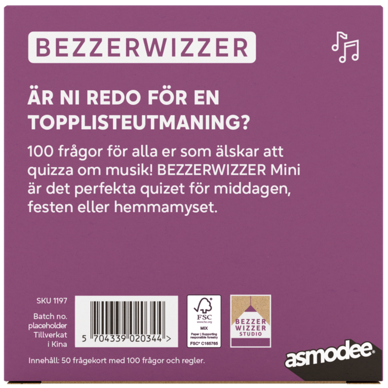 Spel Bezzerwizzer Mini Musik, Övrigt