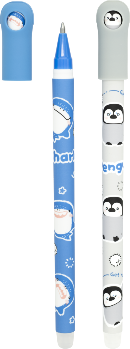 Raderbar kulspetspenna 0,7mm djur blå & grå, Övrigt