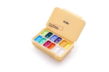 Gouache HIMI Twin Cup Set - 12 Super Vibrant Colours (Yellow Case), Övrigt