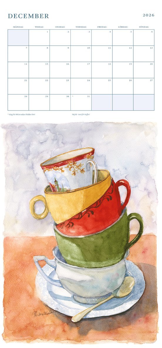 Väggkalender 2026 Siw Malmkvist, Övrigt