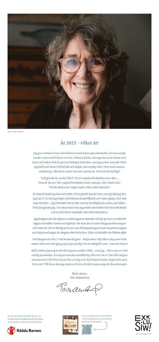 Väggkalender 2026 Siw Malmkvist, Övrigt