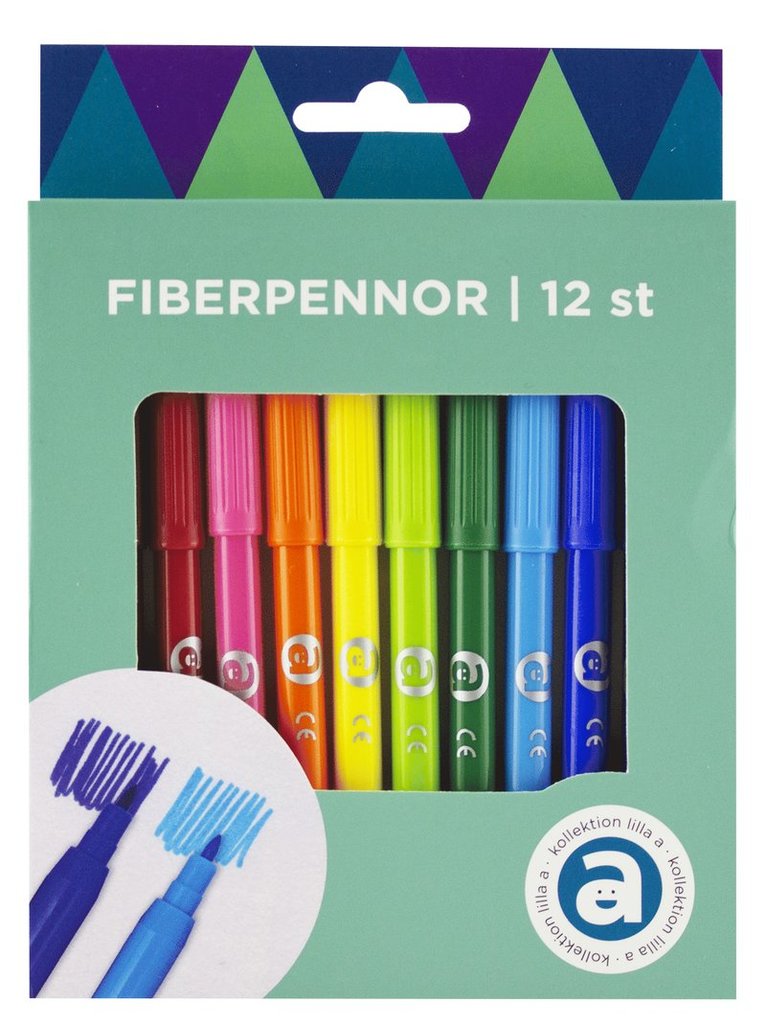 Fiberspetspenna 12 färger 1
