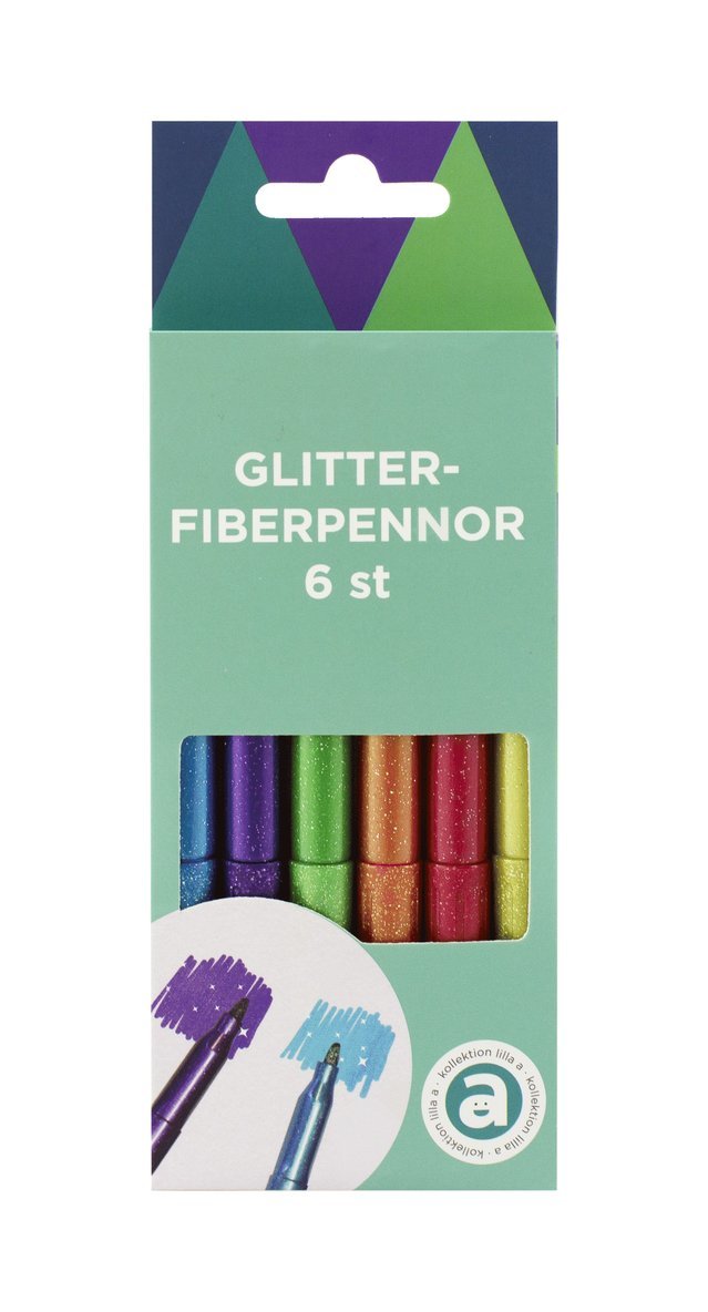 Glitterpenna 6 färger 1