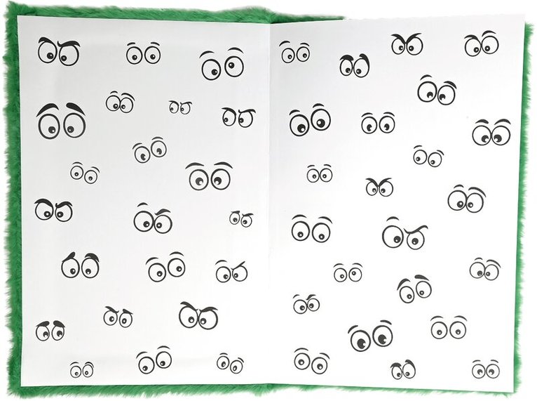 Anteckningsbok A5 fluff grön med ögon, Övrigt