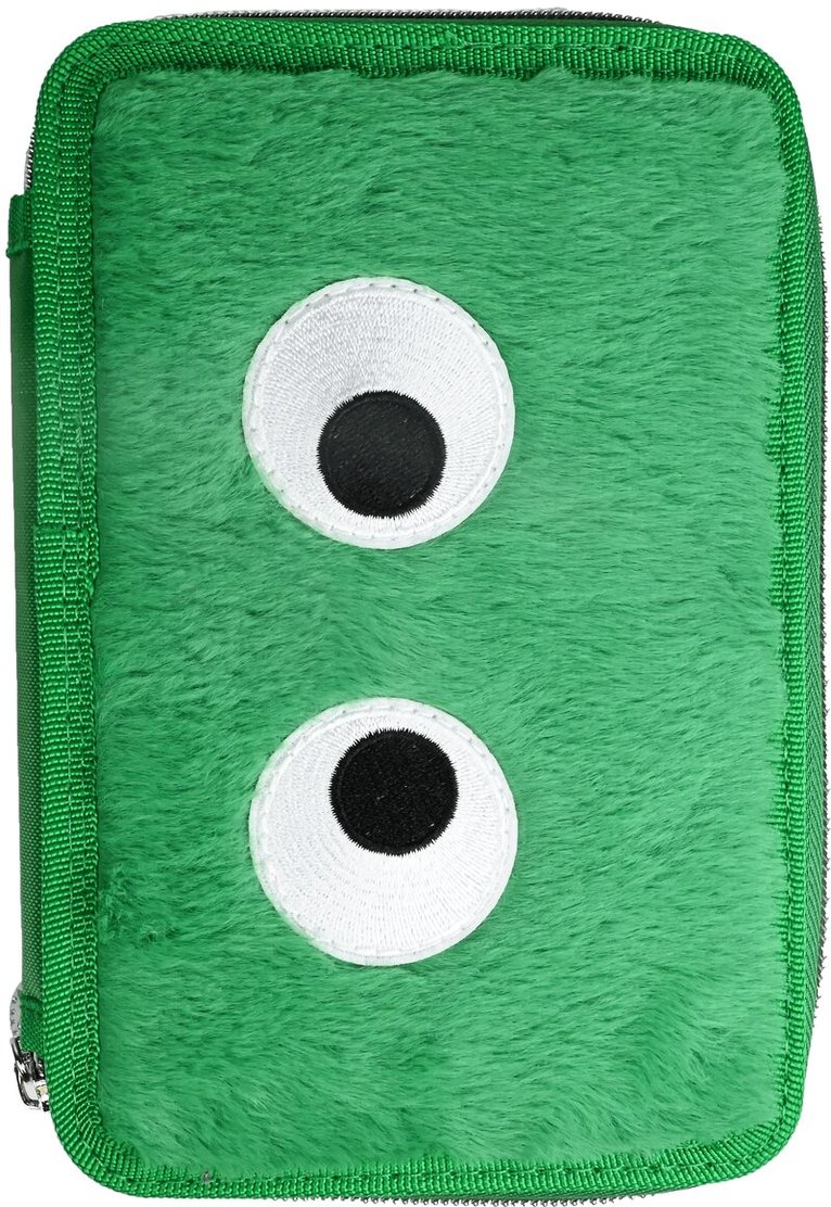 Pennfodral fyllt 26 delar Fluff med ögon grönt, Övrigt