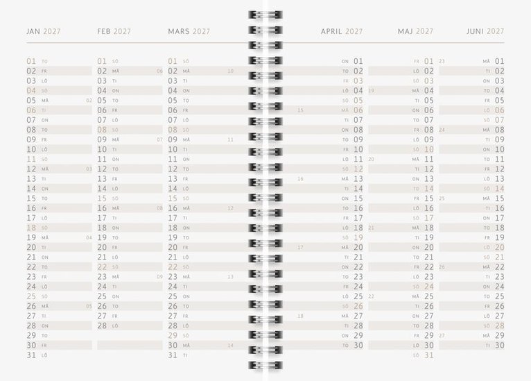 Kalender 2027 A5 Black&White, Övrigt
