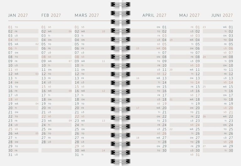 Kalender 2026-2027 A6 Black, Övrigt