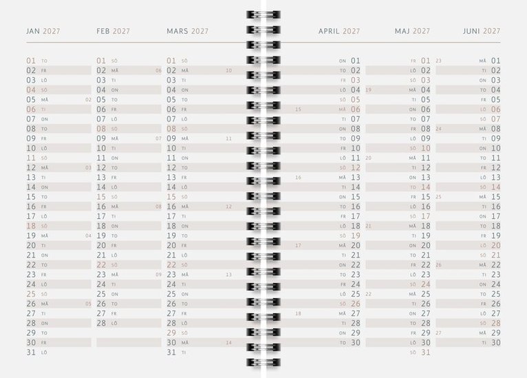 Kalender 2026-2027 A5 Black, Övrigt
