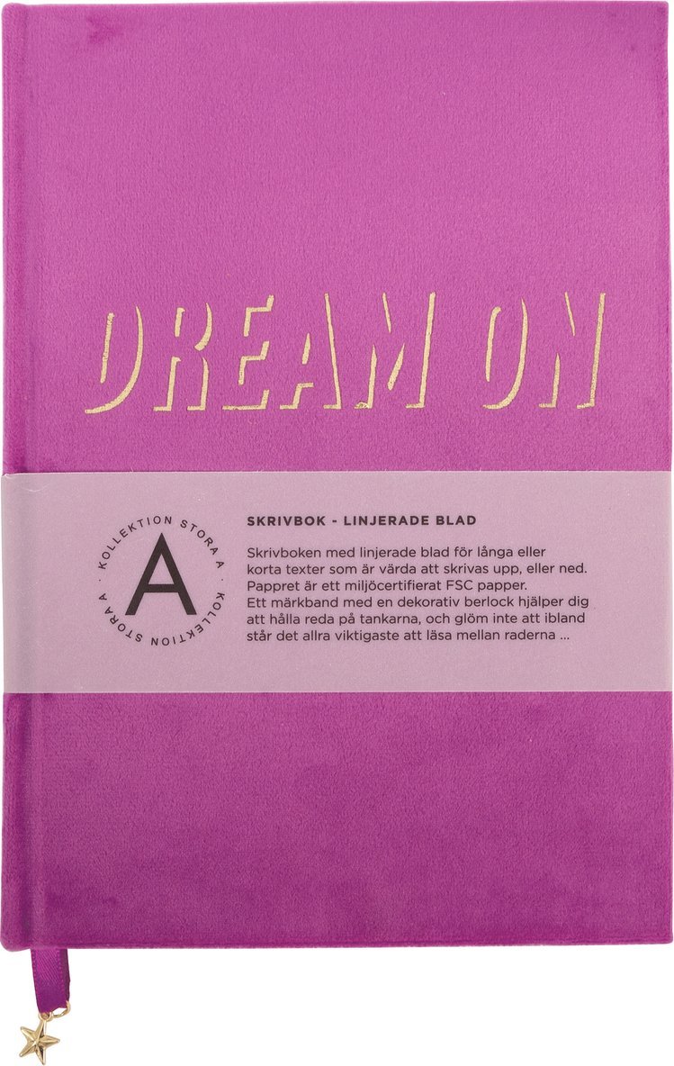 Anteckningsbok A5 "Dream on" rosa, Övrigt