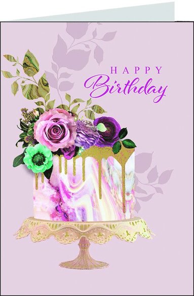 Gratulationskort med kuvert - Tårta med blommor på