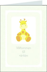 Gratulationskort med kuvert - Välkommen söt giraff