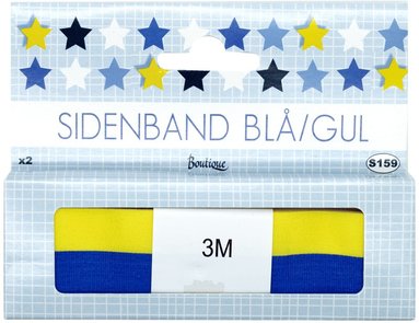 Sidenband 25mm Examen blå & gul