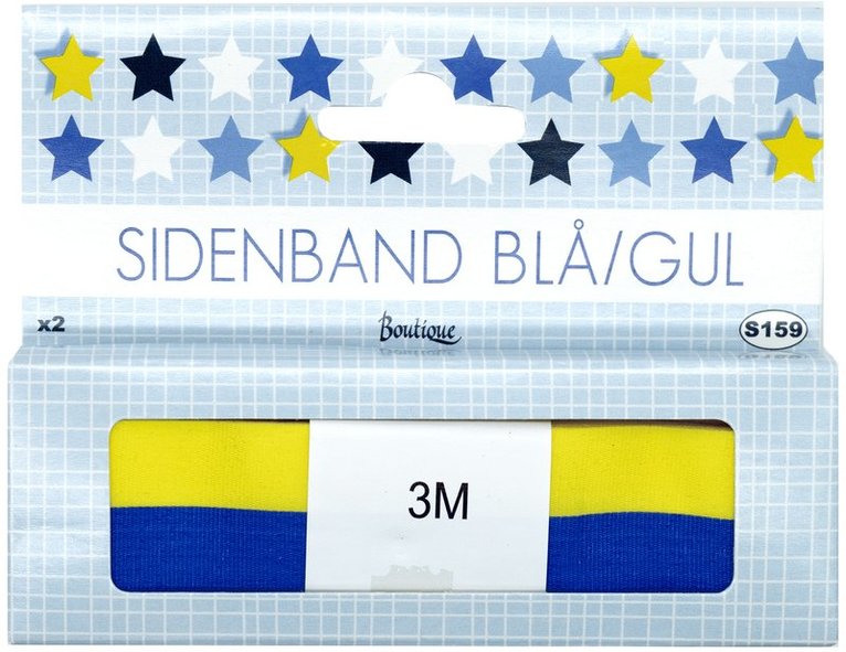 Sidenband 25mm Examen blå & gul 1