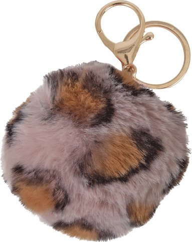 Nyckelring Pom Pom leopard rosa