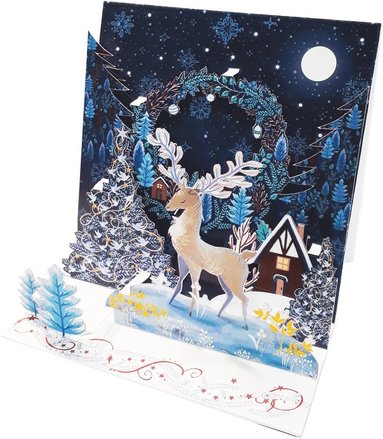 Julkort 3D Deer in the night