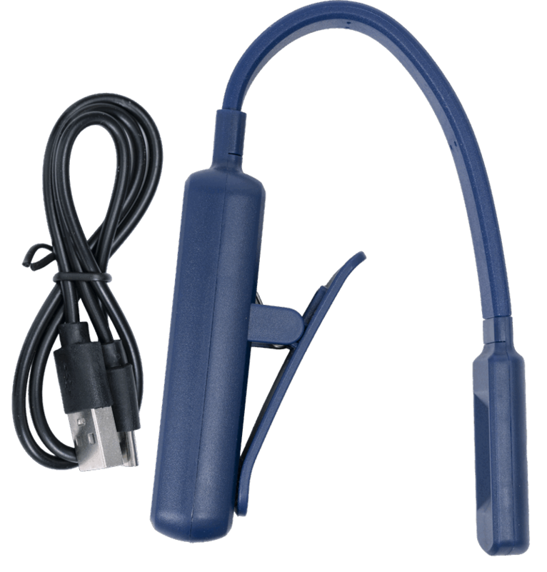 Boklampa med arm, laddbar - marinblå, Övrigt