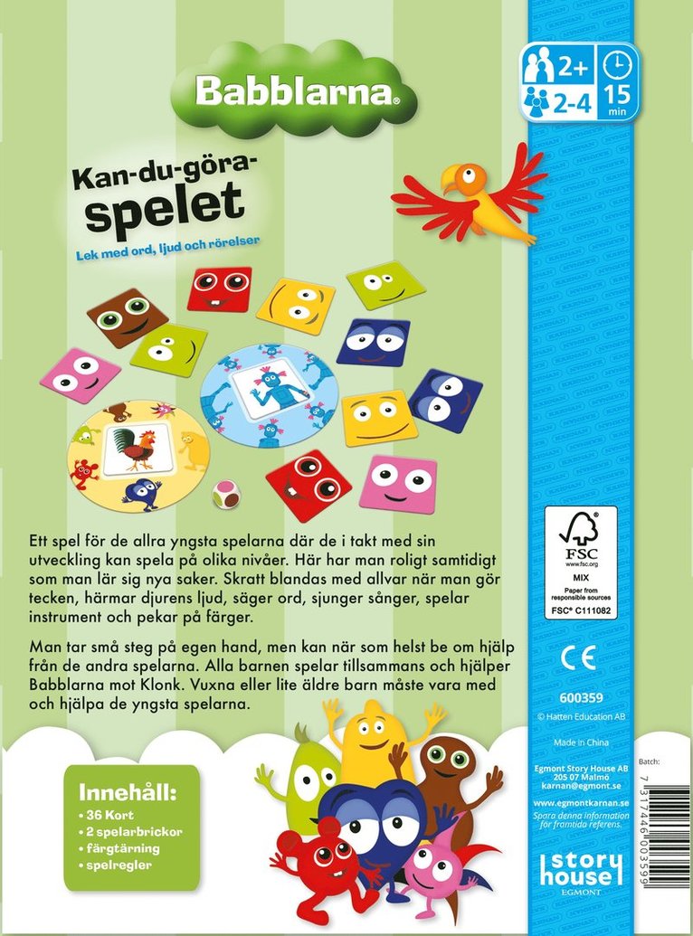 Spel Babblarna Kan du göra spelet, Övrigt