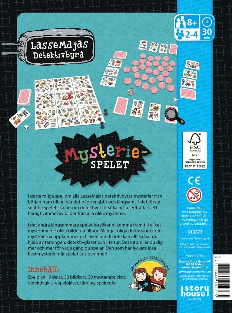 Spel Mysteriespelet - Lassemajas detektivbyrå, Övrigt